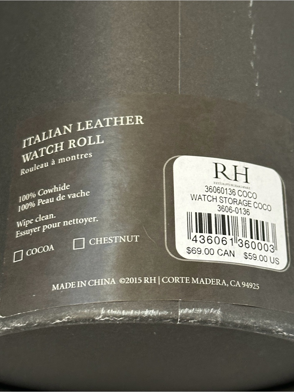 Restoration Hardware Brown Leather Watch Roll - Picture 7 of 7
